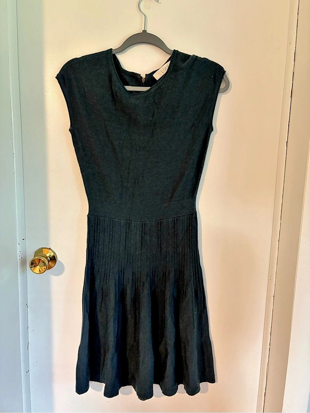LOFT Knit Pleated Midi Dress in dark green Size Small